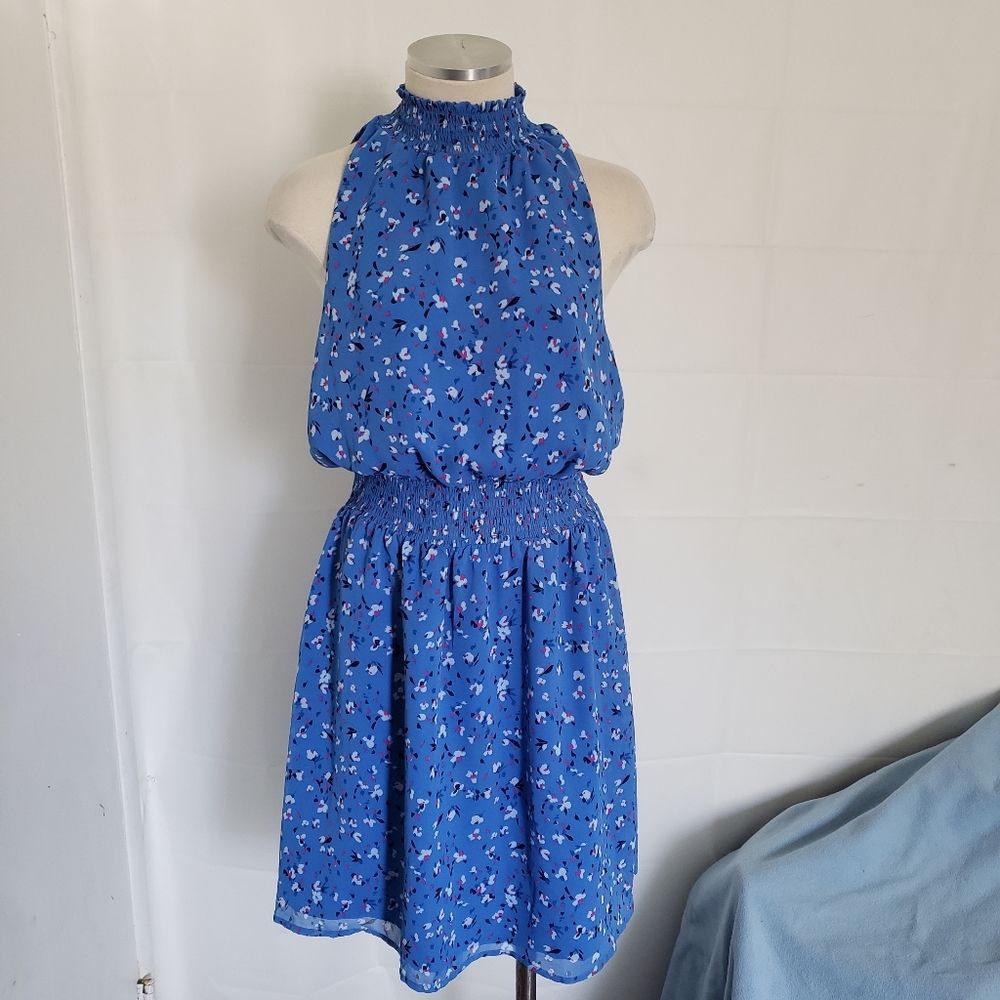 Womens Blue Floral Sleeveless A NEW DAY Mini Dress